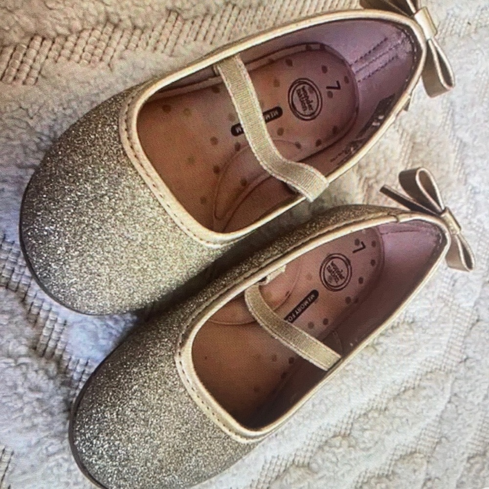 Glitter ballet flat with bow accent shoes - Picture 3 of 6